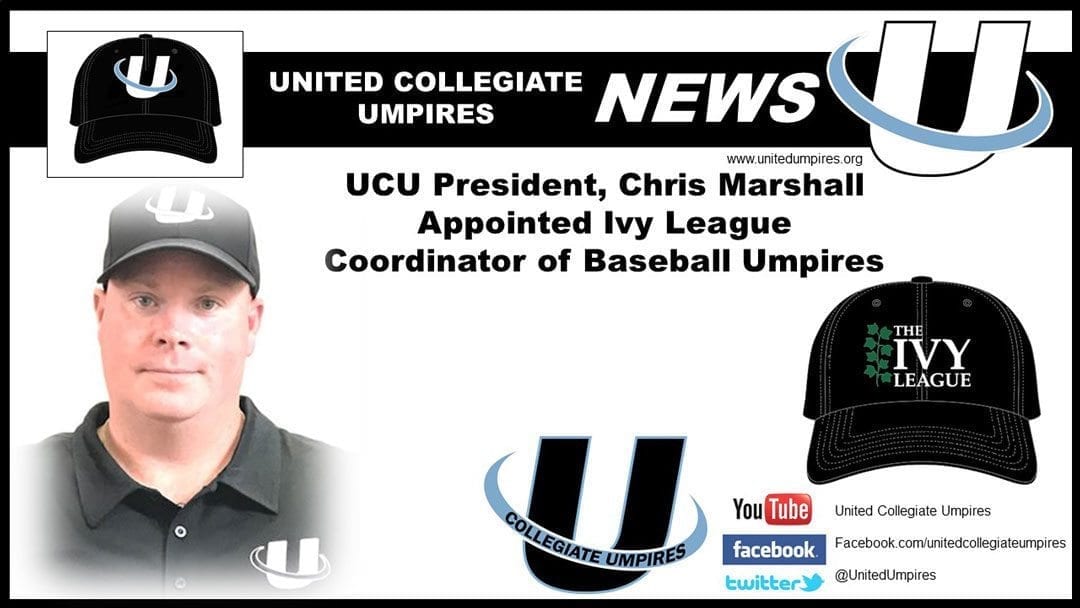 Marshall Appointed Ivy League Coordinator of Baseball Umpires