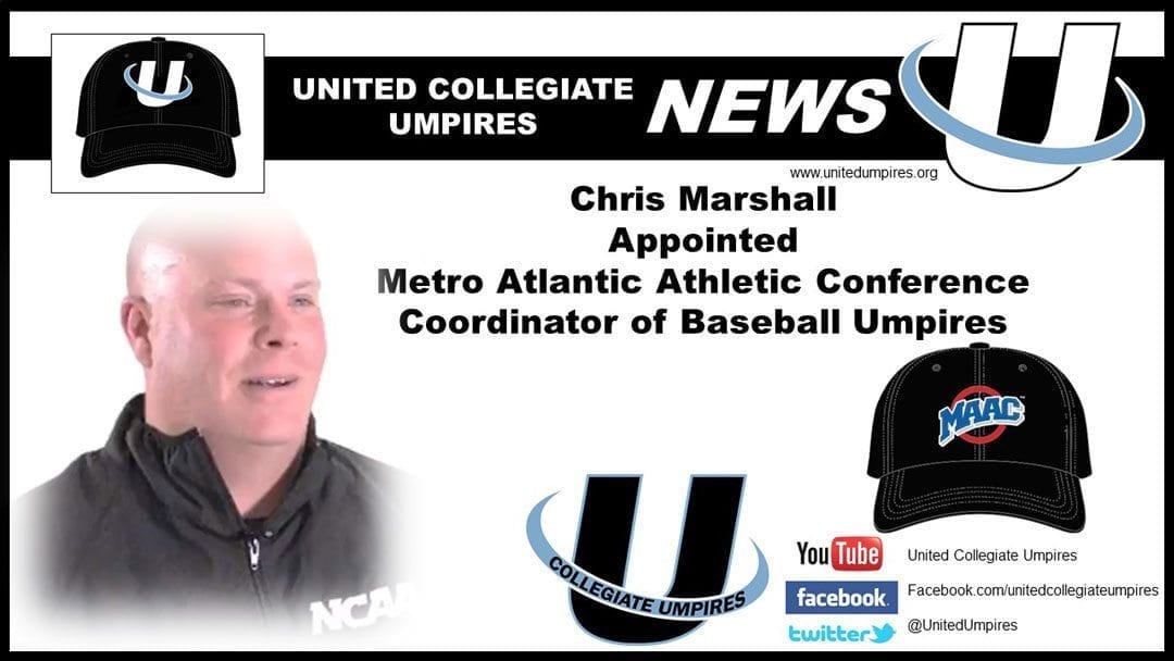 Marshall Appointed Metro Atlantic Athletic Conference Coordinator of Baseball Umpires