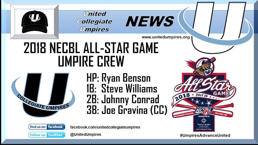 Umpires Announced for the 2018 NECBL All-Star Game