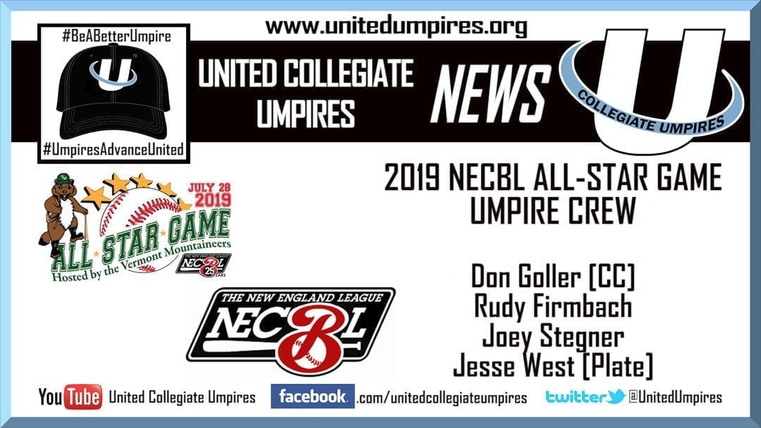 Umpires Announced for the 2019 NECBL All-Star Game